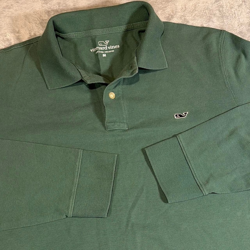 Vintage Vineyard Vines Long Sleeve Polo | Green | Medium